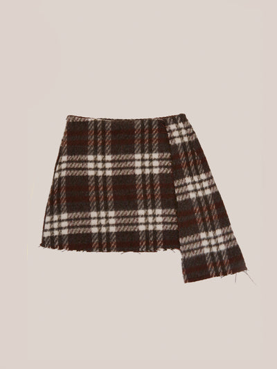 Barefoot Plaid Brown Mini Skirt