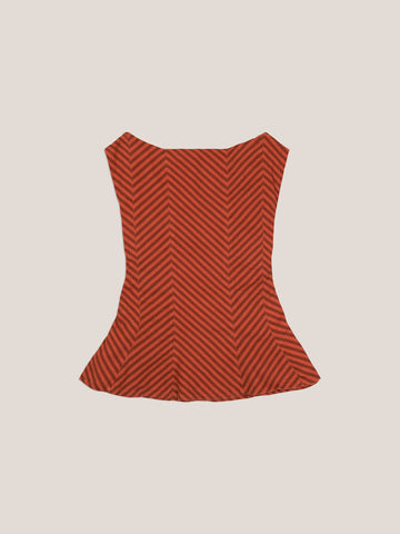 Colombina Red and Orange Striped Occasion Top