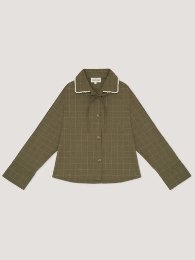 Betty Plaid Green and White Shirt 