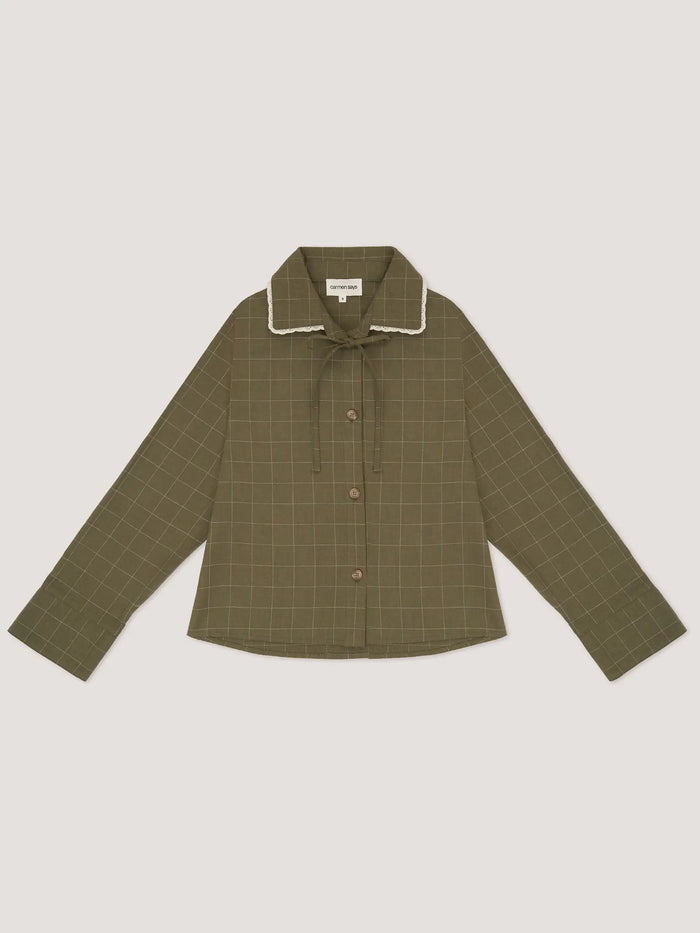 Betty Plaid Green and White Shirt