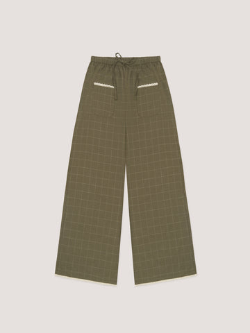 Betty Plaid Green and White Long Pants 