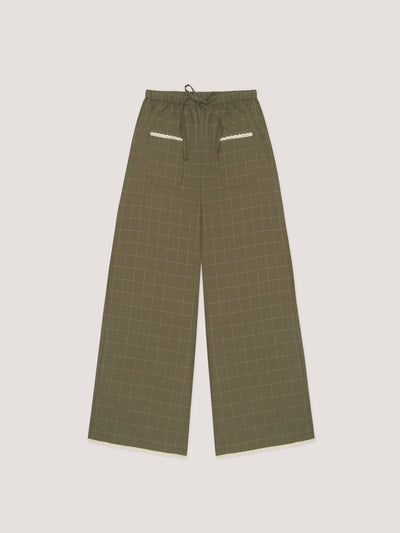 Betty Plaid Green and White Long Pants