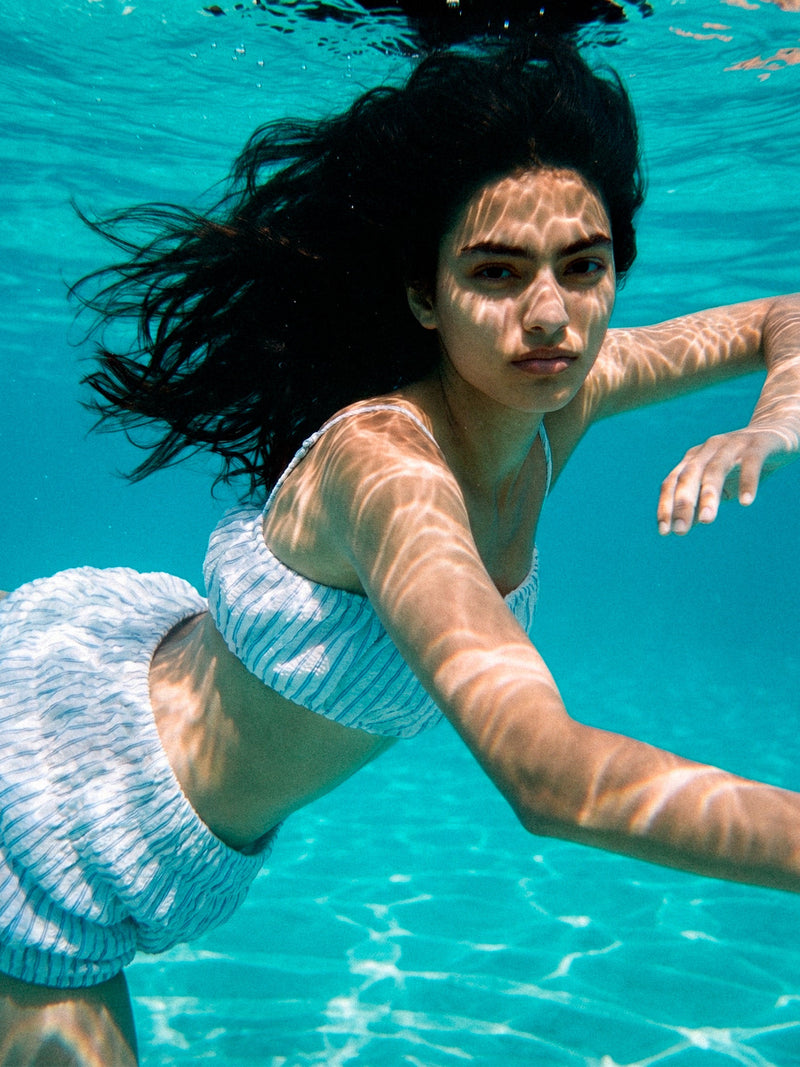 Ocean Blue Striped Shorts