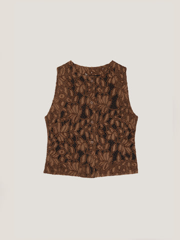 Lovers Brown Velvet Lace Occasion Top
