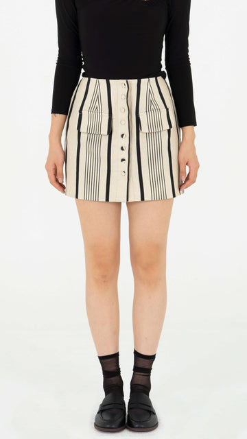 Ecru striped mini skirt